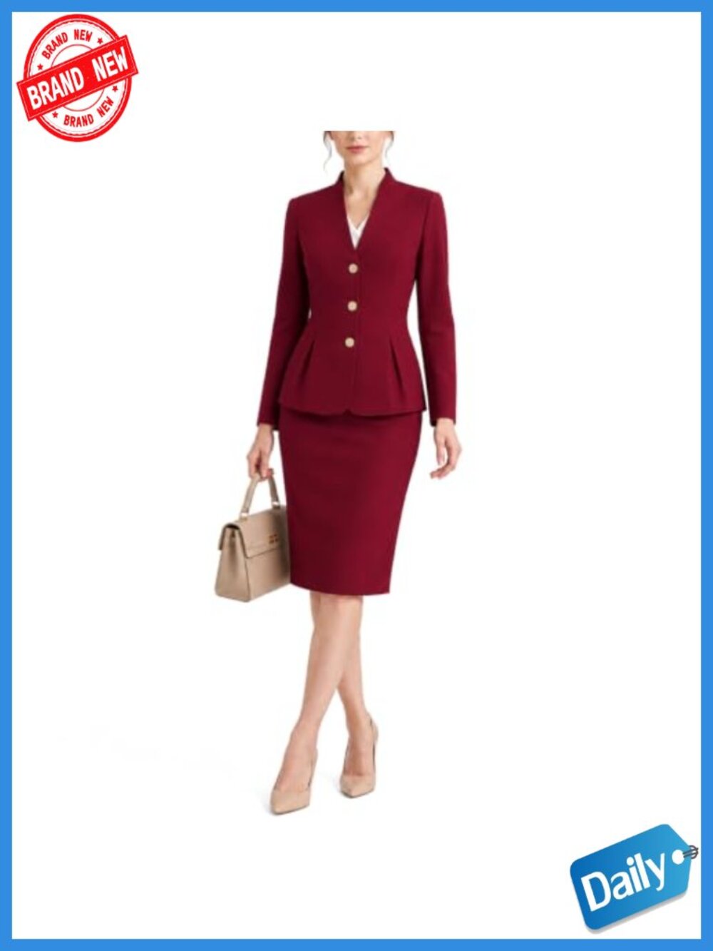 Women's 2-Piece Skirt Suit Set Business Casual Work Office Outfit Blazer Pencil